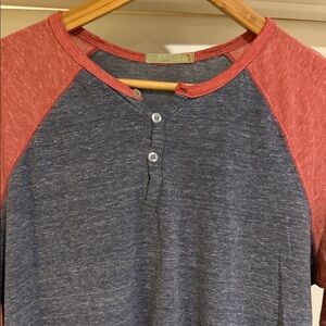Red and Blue Raglan Henley Shirt